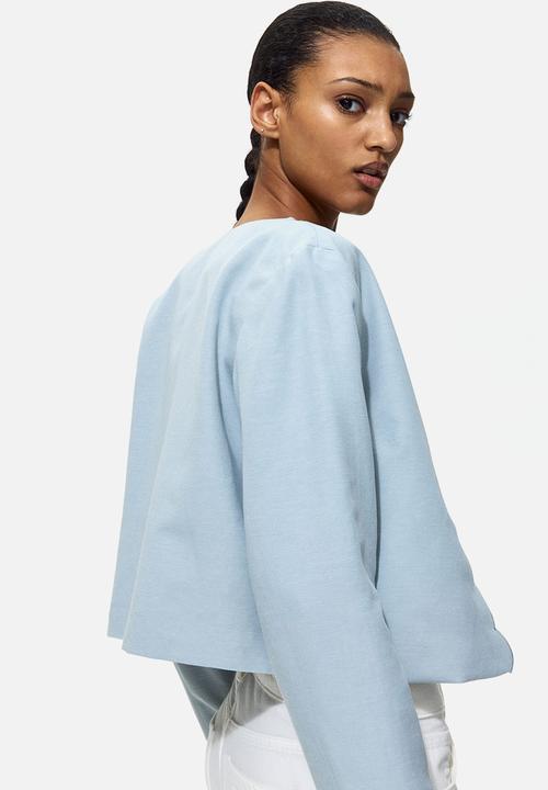 H&M - Scalloped-edge jacket - light dusty turquoise