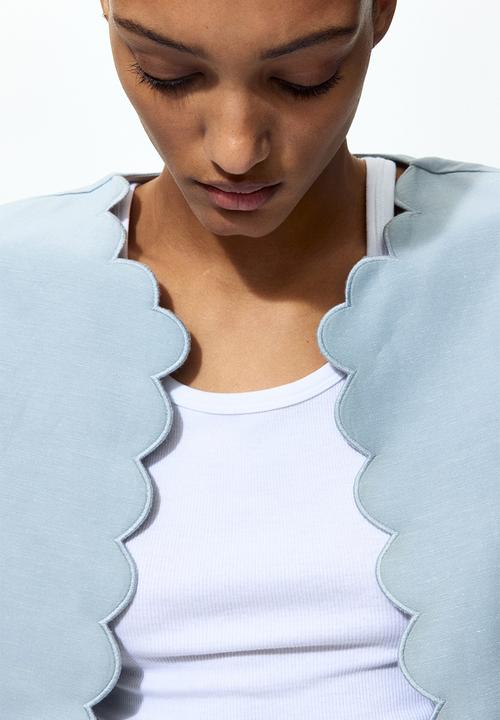 H&M - Scalloped-edge jacket - light dusty turquoise