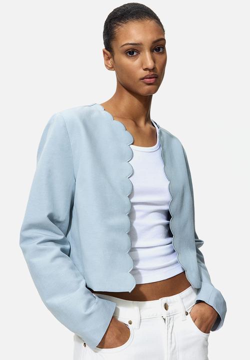 H&M - Scalloped-edge jacket - light dusty turquoise