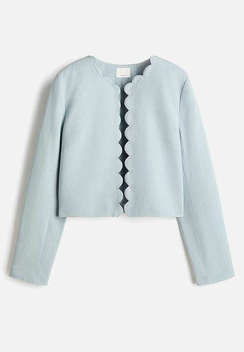 H&M - Scalloped-edge jacket - light dusty turquoise