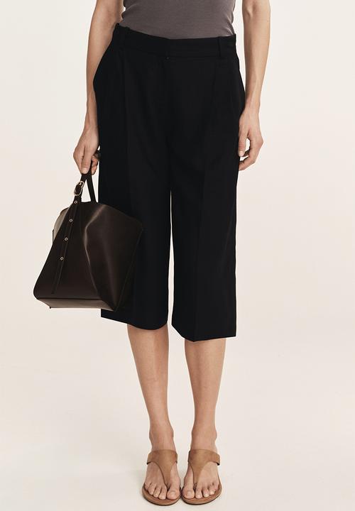 H&M - Wide linen-blend culottes - black