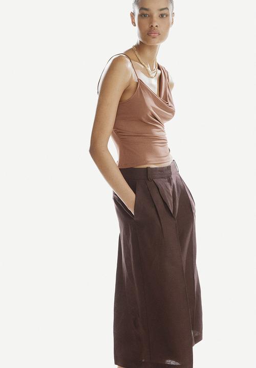 H&M - Wide linen-blend culottes - dark brown