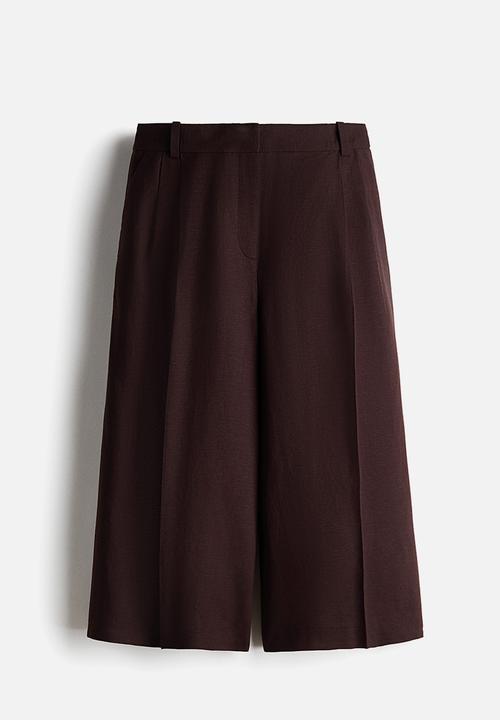 H&M - Wide linen-blend culottes - dark brown