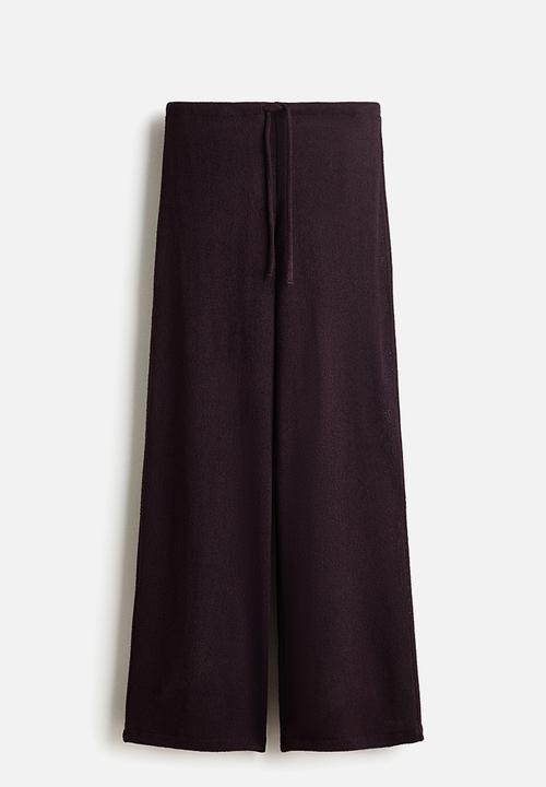 H&M - Knitted drawstring trousers - dark purple