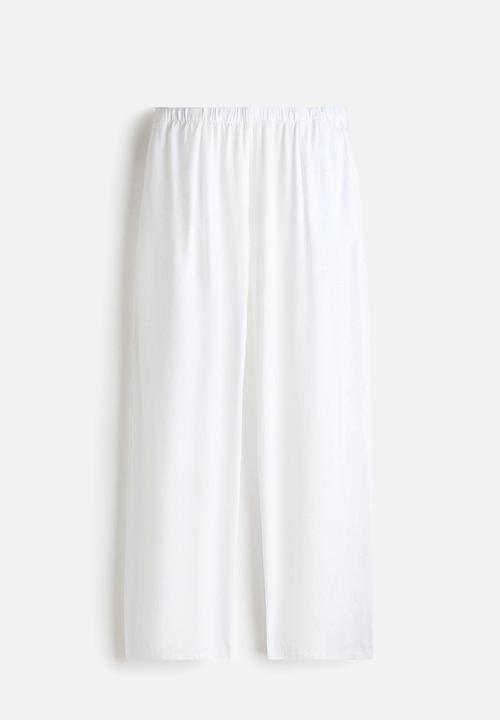 H&M - Wide linen-blend trousers - white