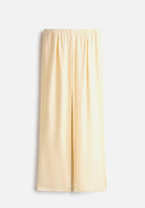 H&M - Wide linen-blend trousers - light yellow