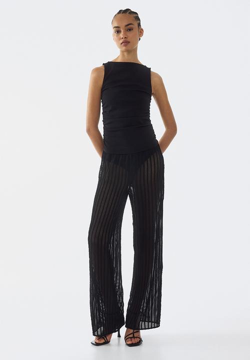 H&M - Textured net trousers - black
