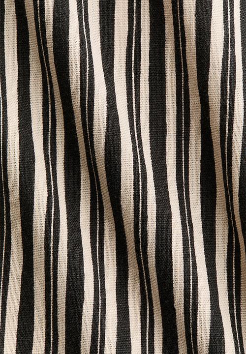 H&M - Linen-blend peplum top - dark grey/striped