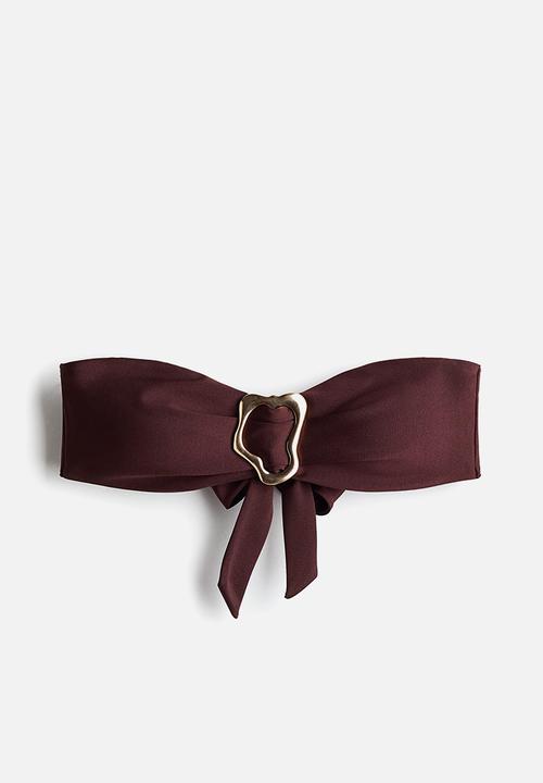 H&M - Padded-cup bandeau bikini top - dark brown