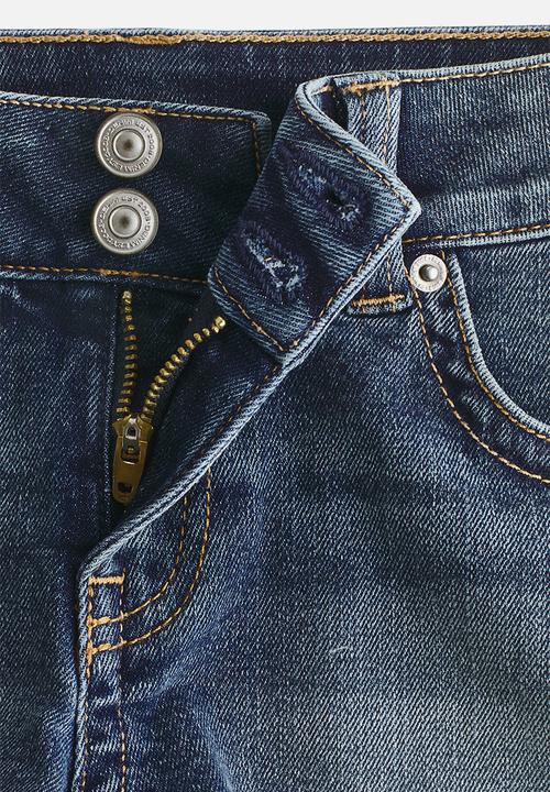 H&M - Low-waisted mini denim shorts - denim blue