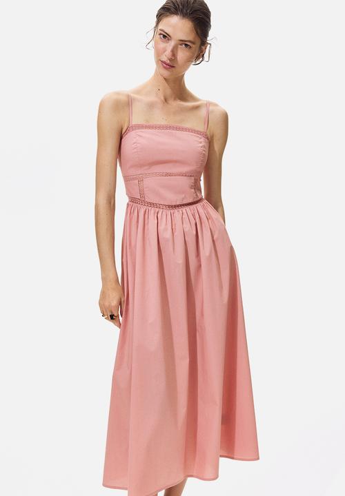 H&M - Tie-strap cotton dress - dusty pink