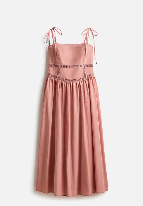 H&M - Tie-strap cotton dress - dusty pink