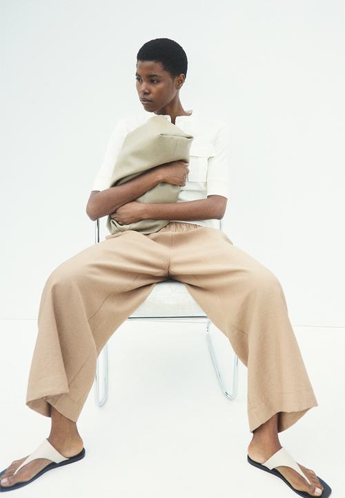 H&M - Linen-blend ankle-length trousers - beige
