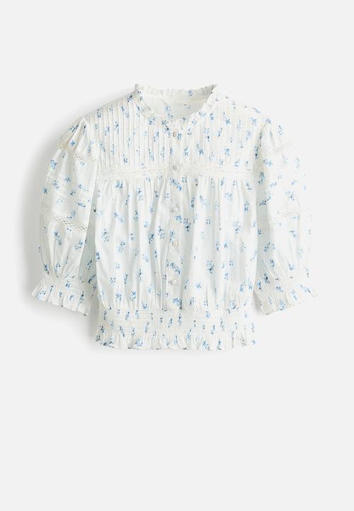 H&M - Pintucked cotton blouse - white/floral