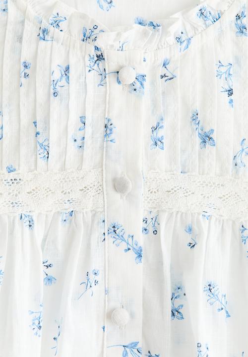H&M - Pintucked cotton blouse - white/floral