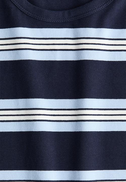 H&M - Fitted cotton t-shirt - navy blue/striped
