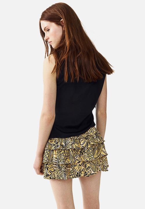 H&M - Tiered viscose mini skort - beige/black