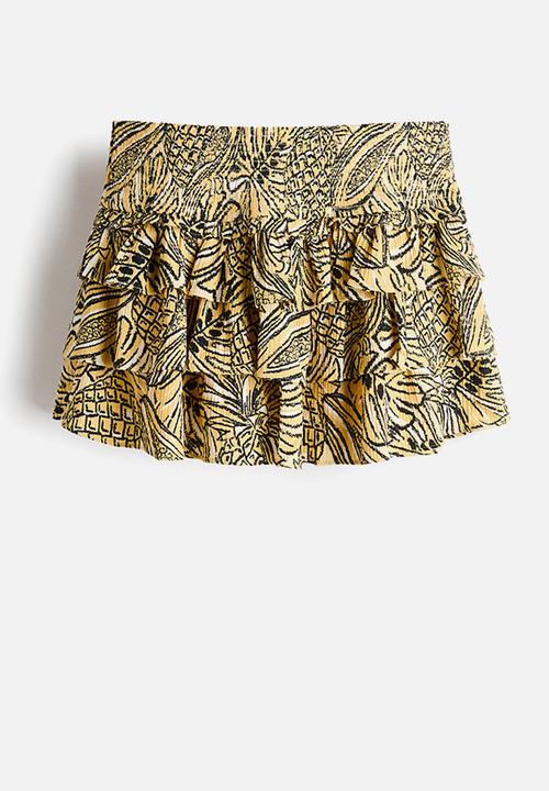 H&M - Tiered viscose mini skort - beige/black