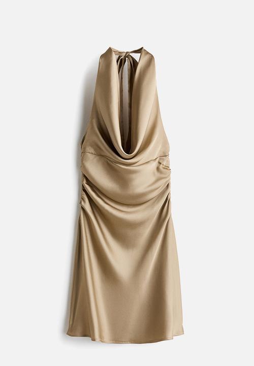 H&M - Halterneck satin dress - beige