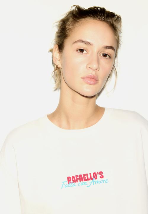 H&M - Oversized T-shirt - white/rafaello's