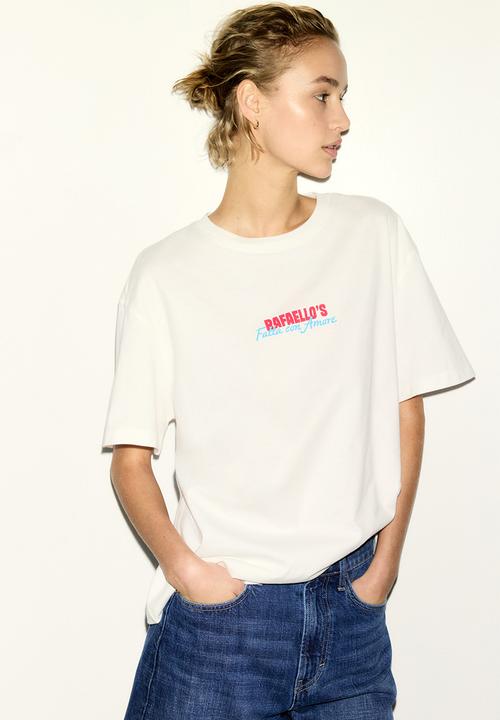 H&M - Oversized T-shirt - white/rafaello's