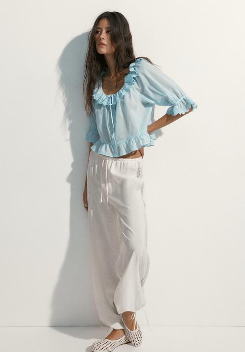 H&M - Broderie anglaise cotton blouse - light turquoise