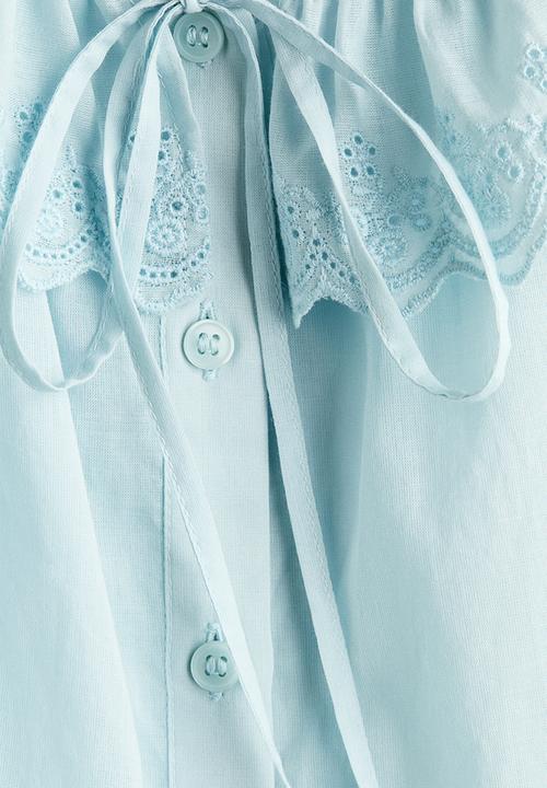 H&M - Broderie anglaise cotton blouse - light turquoise
