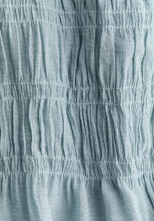 H&M - Smocked peplum top - light dusty turquoise