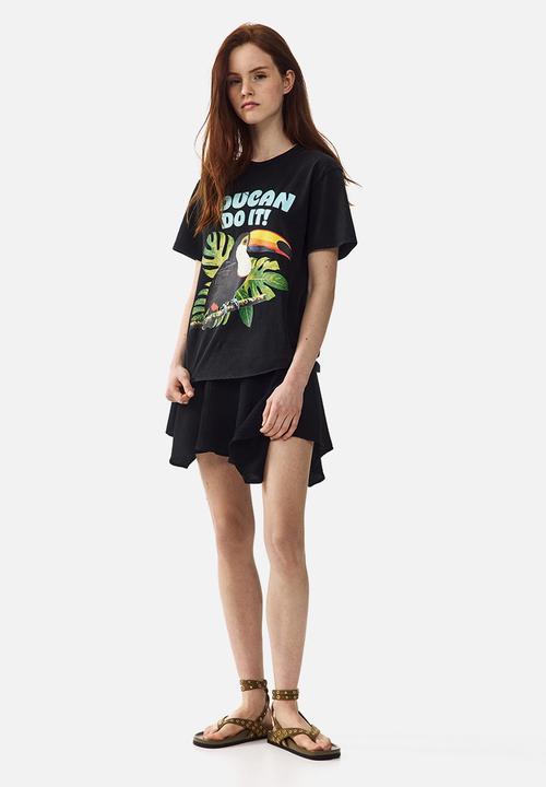 H&M - Appliquéd t-shirt - black/toucan