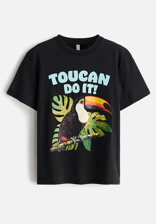 H&M - Appliquéd t-shirt - black/toucan
