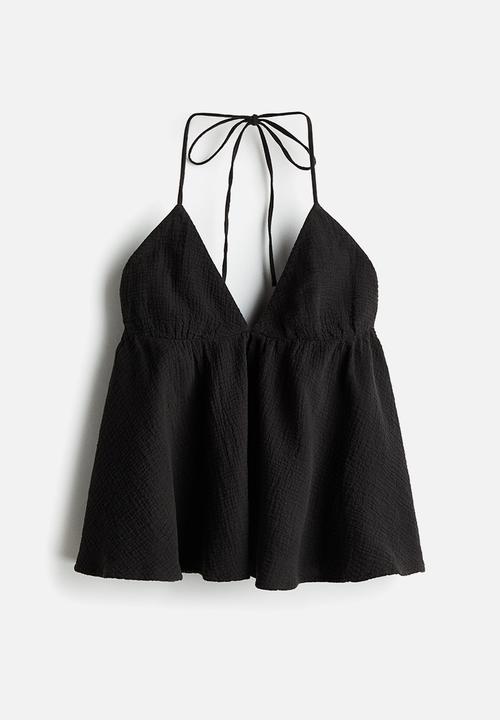 H&M - Cotton halterneck top - dark grey