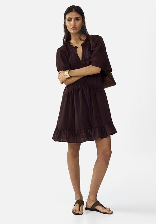 H&M - Viscose-blend tunic dress - dark brown