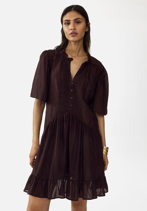 H&M - Viscose-blend tunic dress - dark brown