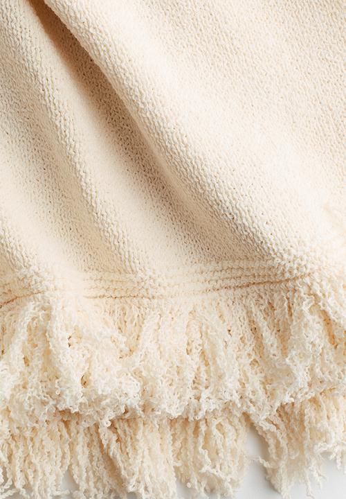 H&M - Fringe-trimmed knitted top - cream