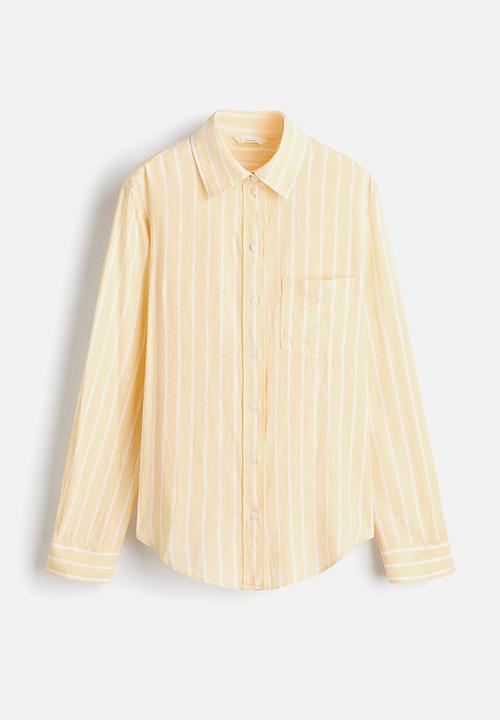 H&M - Linen-blend shirt - light yellow/striped