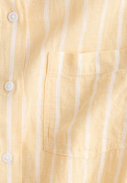 H&M - Linen-blend shirt - light yellow/striped