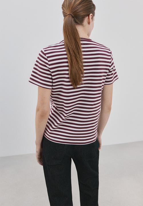 MANGO - T-shirt riti - Maroon