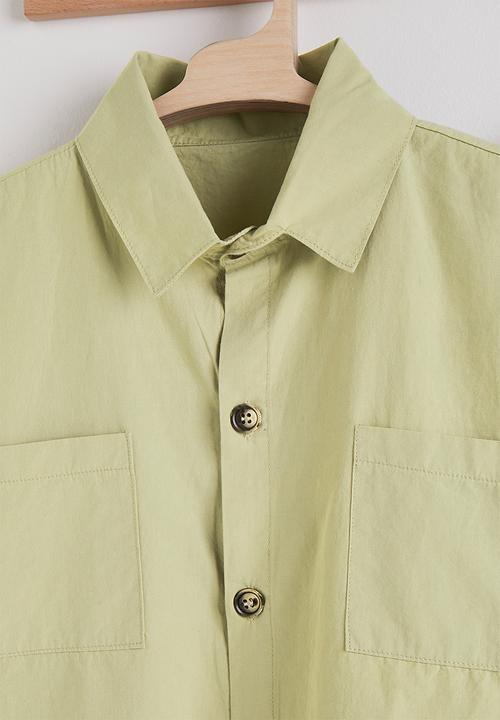 Pop Candy - Extended shoulder shirt and shorts set - sage