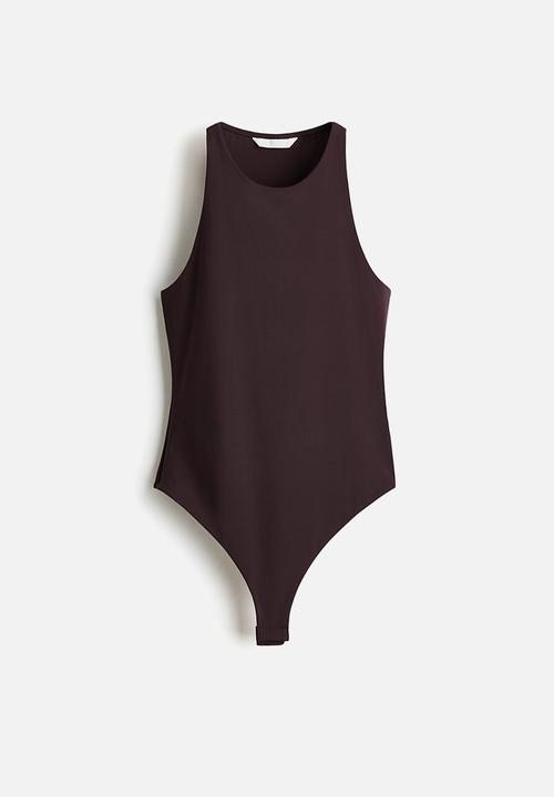 H&M - Sleeveless thong body - dark brown