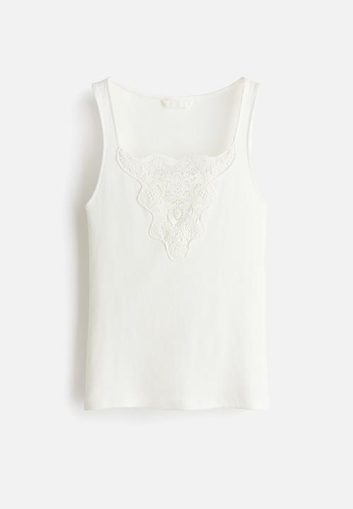 H&M - Lace-detail top - white