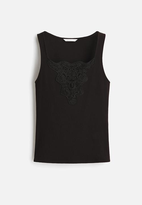 H&M - Lace-detail top - black