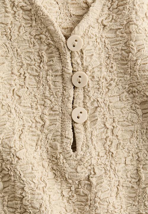 H&M - Crinkled polo shirt - beige