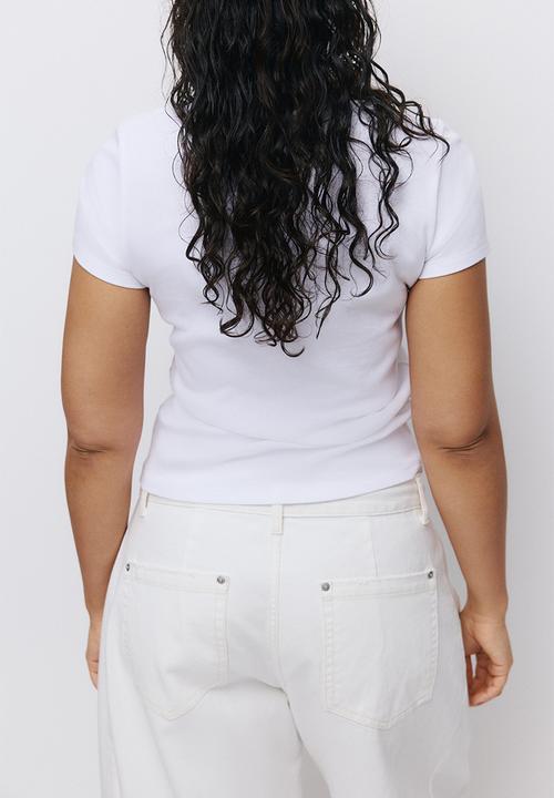 H&M - Ribbed cotton T-shirt - white