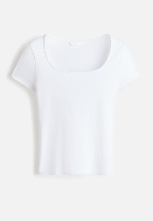 H&M - Ribbed cotton T-shirt - white