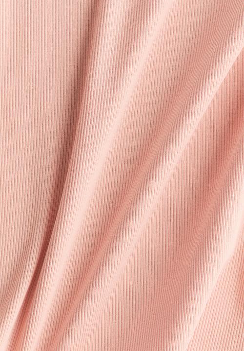 H&M - Ribbed cotton T-shirt - light pink