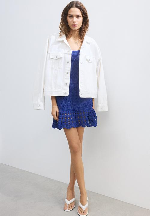 H&M - Flounced pointelle-knit dress - bright blue