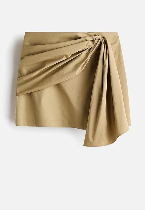H&M - Tie-detail twill skirt - beige