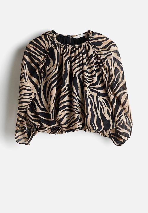 H&M - Chiffon top - beige/zebra print
