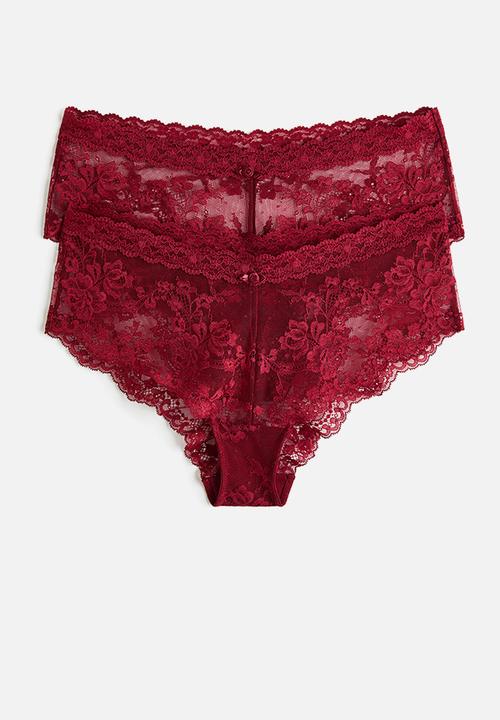 H&M - 2-Pack lace hipster briefs - dark red