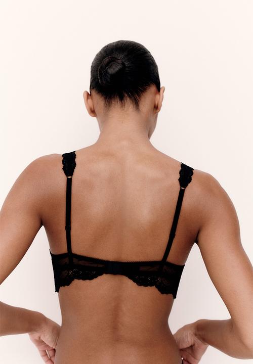 H&M - Padded non-wired lace bra - black